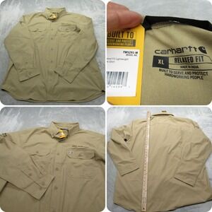 Carhartt Shirt Mens XL‎ Beige Force Relaxed Fit Lightweight Water Resistant NWD